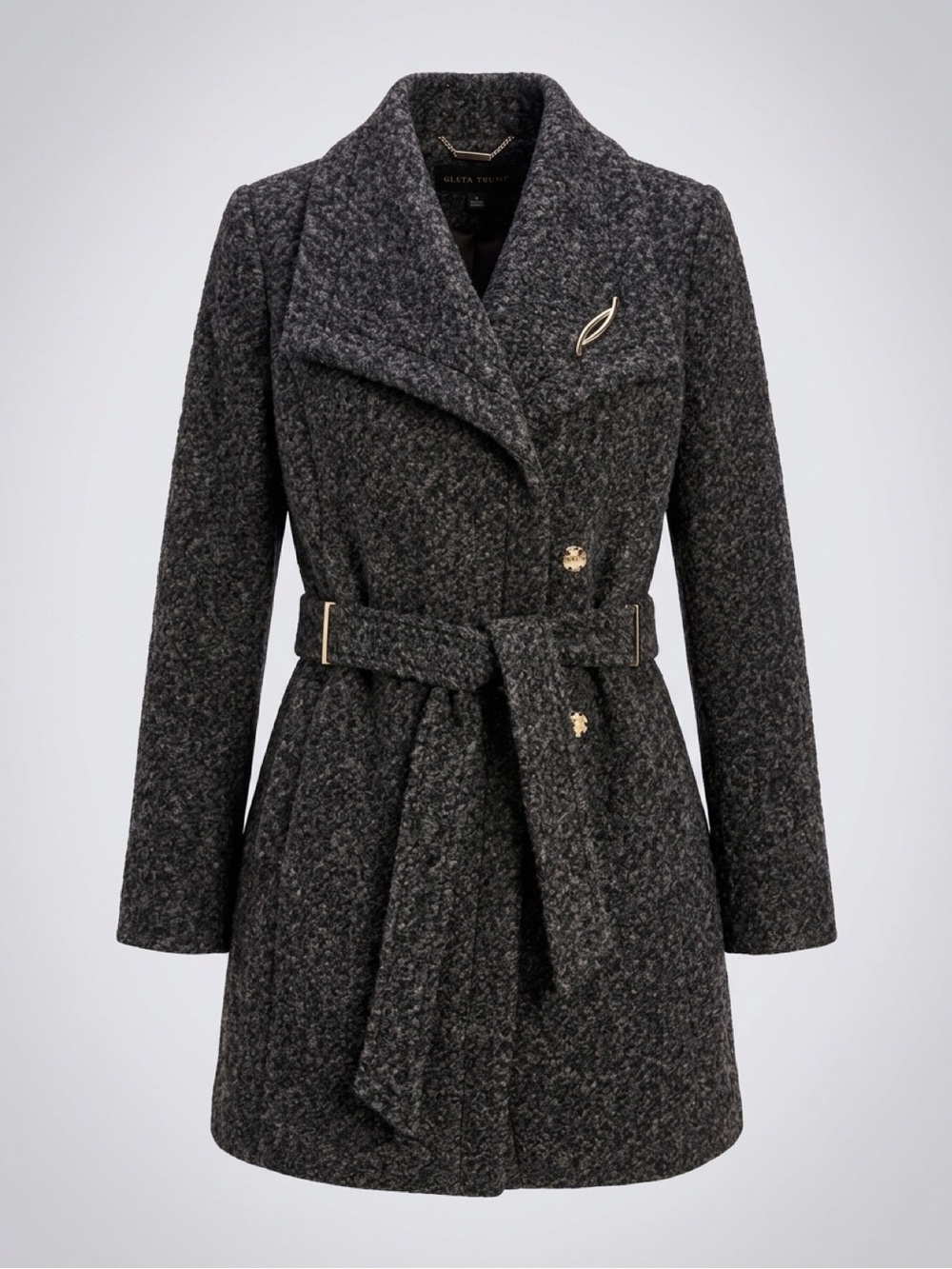 Ivanka Trump Gray Bouclé Pea Coat with silver Accents